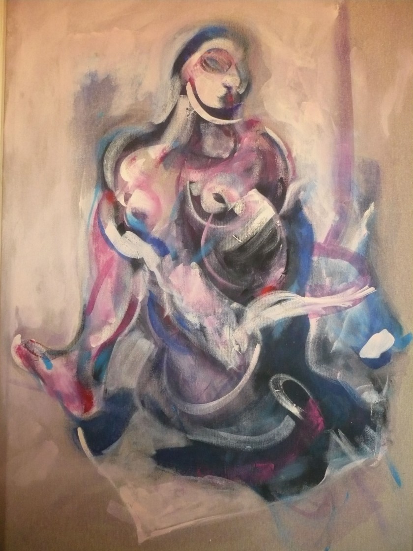 Vaclav Pisvejc -Donna con Colomba- Olio su tela- Woman with Dove-Oil on canvas (110x90x3cm.) All rights reserved
